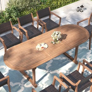 Captiva Designs 1pc Patio Acacia Wood Patio Expandable Dining Table with 1.96" Umbrella Hole - 1 of 4