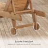 Outdoor Chaise Lounge Pool Chair, Built-In Table, Reclining Backrest for Sun tanning/Sunbathing, Rolling Wheels, Red Wood Look - 3 of 4