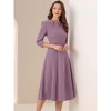 INSPIRE CHIC Women's Elegant Split Neck Side Zipper Pockets 3/4 Sleeve Work A-Line Dress - 2 of 4