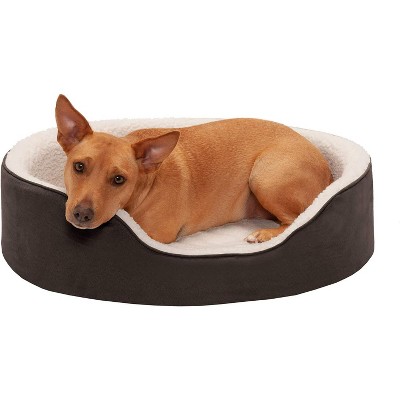 FurHaven Faux Fleece & Suede Oval Cuddler Dog Bed