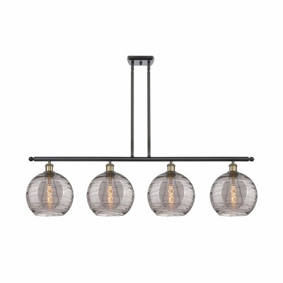 Athens Deco Swirl - 4 Light Stem Hung Island In Industrial Style-12.13 Inches Tall and 48.25 Inches Wide