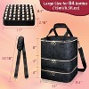 3 Layers Detachable Nail Kit Storage bag,PU Leather, Holds 84 Bottles & Nail Lamp. - 2 of 4