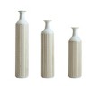 Grungis Set of 3 White Geometric Metal Floor Flower,Tall Decorative Vases with TEmbossed Pattern & Gold Finishes for Glam Home Decor,Gold+White - 4 of 4