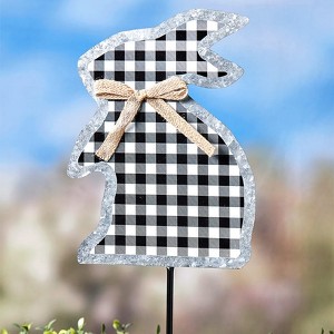 The Lakeside Collection Galvanized Gingham Bunny Stakes - 1 of 4