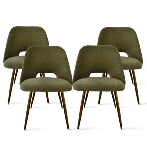 Panipeachy Upholstered Dining Chairs Set of 4, Mid-Century Modern Kitchen Chair with Walnut Finish Metal Legs - 1 of 4