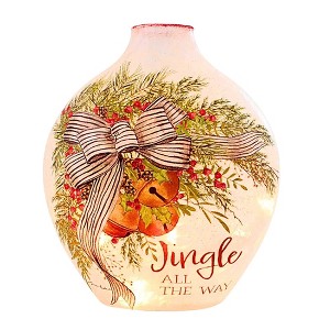 Stony Creek 7.5 Inch Holiday Bells Pre-Lit Glass Vase Christmas Lighted Glass Accent , Christmas Decor Electric Plug In (1PC) - 1 of 4