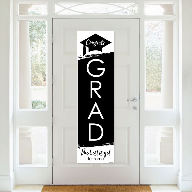 Big Dot of Happiness Black and White Graduation Party Door Decoration - Vertical Banner, 2 of 8