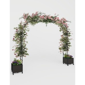 Garden Arch Trellis for Climbing Plants, Metal Wedding Arch Flowers Frame Backdrop Stand,Balloon Decor Garden Arch Arbor, Raised Planter Box - 1 of 4