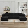 136.7" Corduroy Upholstery U-Shaped Cloud Modular Sectional Sofa with Double Chaise Lounges, All-Foam Compression Design - 3 of 4