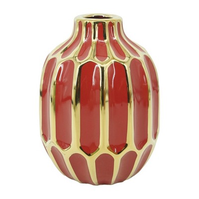 Sagebrook Home Abstract Design Small Ceramic Vases Contemporary Flower Vases for Home Office Decorative Accent - Easy Gift Idea