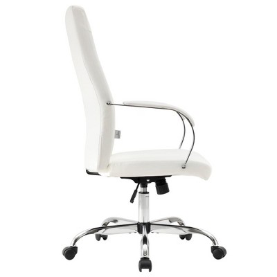 White High-Back Leather Executive Swivel Office Chair