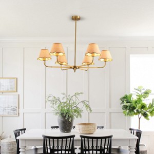 38" Chandelier Light with Handwoven Rattan Shade, Modern Ceiling Light for Bedroom or Living Room - Koiai - 1 of 4