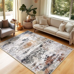 LOVEVOOK Living Room Rug Abstract Area Rugs Machine Washable Large Carpet Non-Slip Faux Wool Indoor Vintage Rugs for Bedroom, Dining Room - 1 of 4