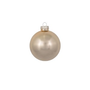 Northlight Pearl Finish Glass Christmas Ball Ornaments - 2.75" (70mm) - Champagne - 12ct - 1 of 4