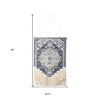 HomeRoots 26" X 49" Blue And White Flower Floral Cotton Macrame Hanging Tapestry - 3 of 4