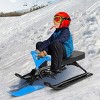 Costway Metal Snow Racer Sled w/ Steering Wheel and Brakes Kids Snow Sand Grass Sliding - 3 of 4
