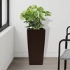Gulches Modern Faux Rattan Design Square Planter, 22.6 inch Brown Plastic Large Planter(Brown, 22.6 inch - 2 Pack) - 3 of 4