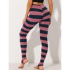 INSPIRE CHIC Women's Printed Stripe High Waist Elastic Waistband Yoga Stirrup Pants - 4 of 4