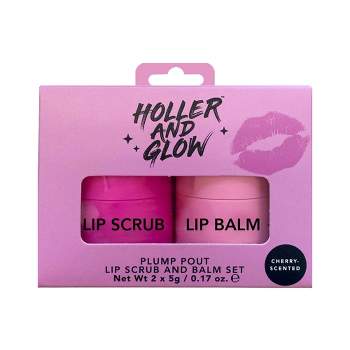 Holler and Glow Plump Pout Lip Scrub and Balm Set - Cherry - 0.17oz/2ct