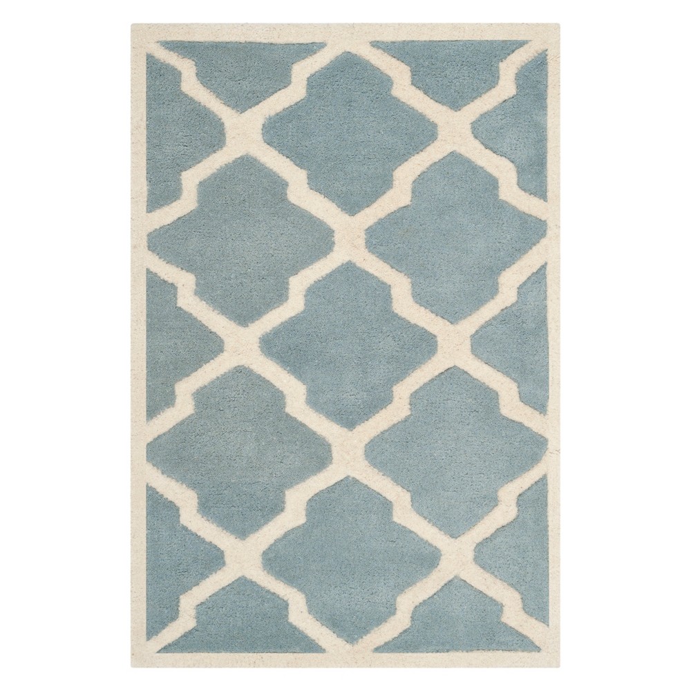 2'x3' Billie Quatrefoil Design Tufted Accent Rug Blue/Ivory - Safavieh