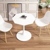 Modern Octagonal Coffee Table with Printed White Marble Table Top, Metal Base, for Dining Room, Kitchen, Living Room, CENGHU Bistro Table - 2 of 4