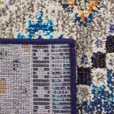Navy and Beige Hand-Knotted Rectangular Area Rug