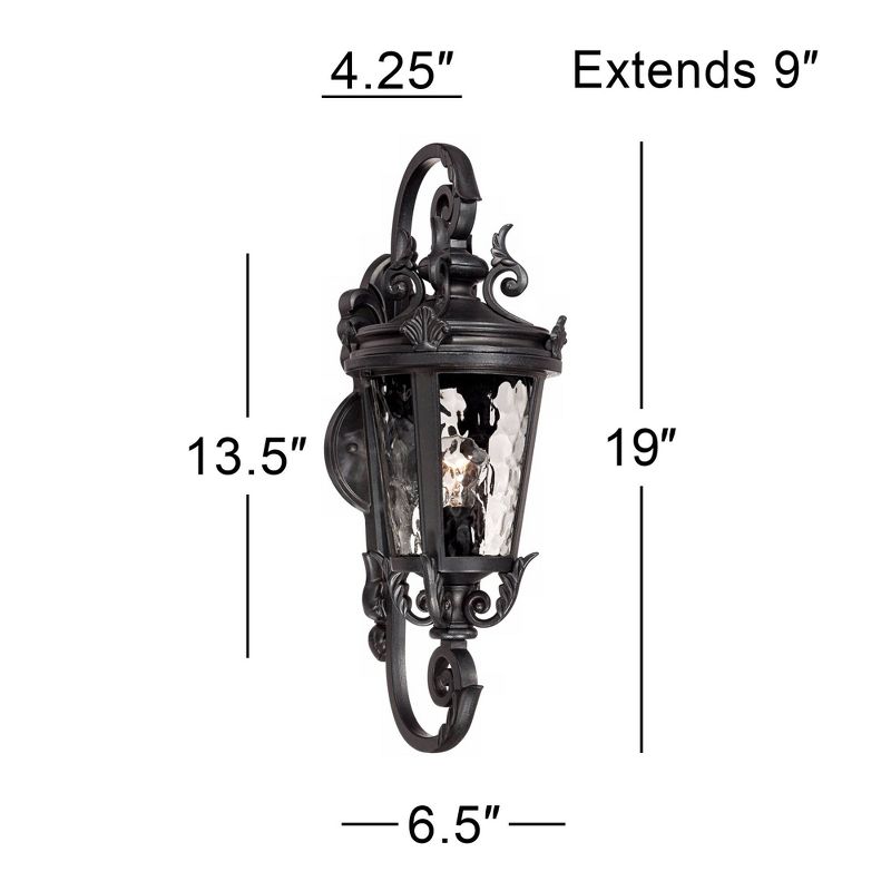 John Timberland Casa Marseille Vintage Rustic Outdoor Wall Light Fixture Black Scroll 19" Clear Hammered Glass for Post Exterior Barn Deck House Porch, 4 of 9