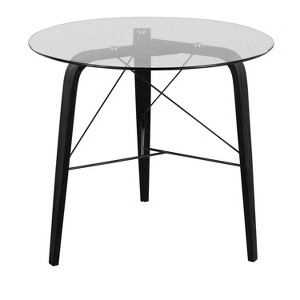 Sapphtopaz Dining Table Modern Square Counter Table with Metal Legs and Clear Glass Top for Dining Room, Small Spaces - 1 of 4