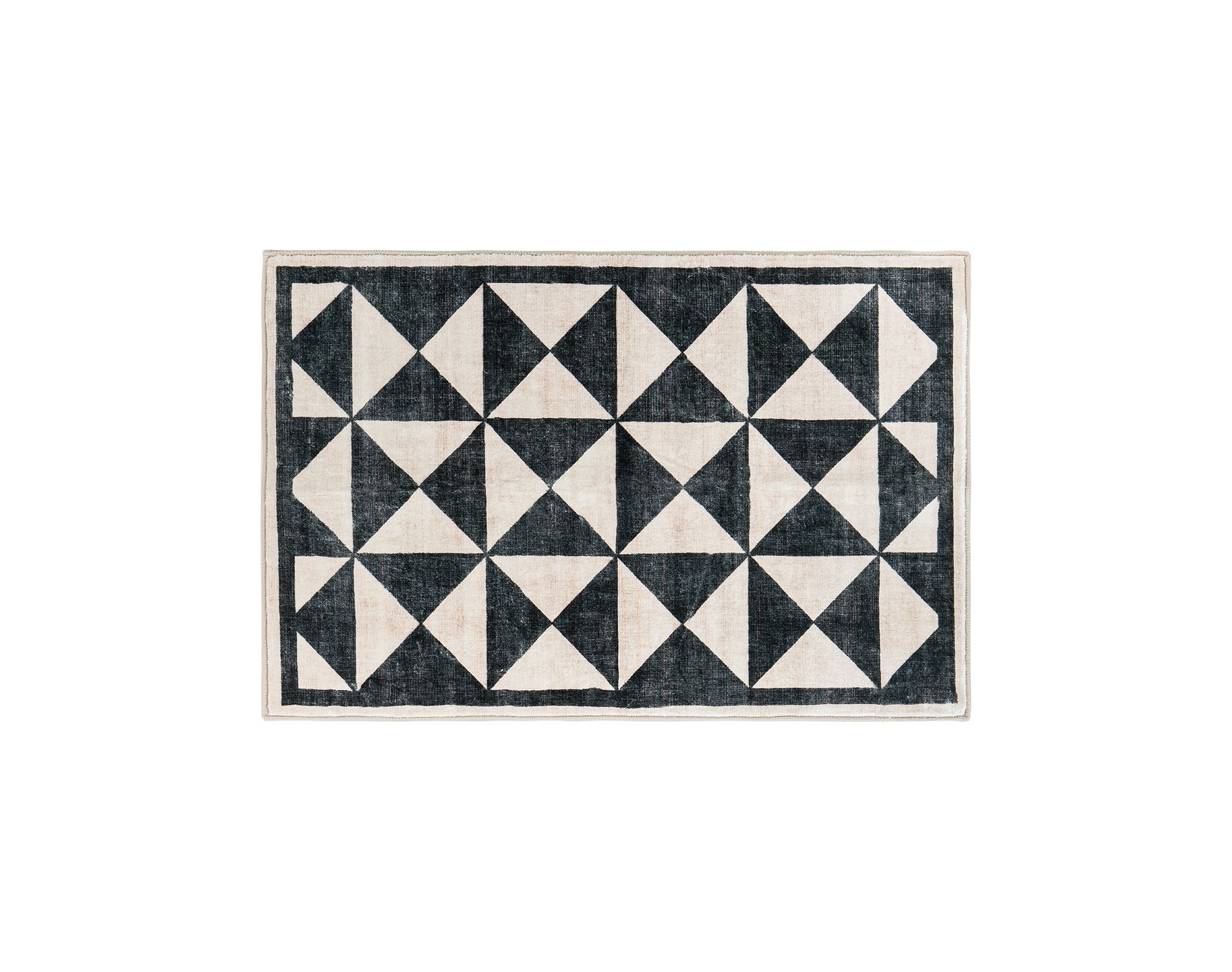 World Rug Gallery Geometric Diamond Washable Non Slip Door Mat - CREAM 2'x3': Stain & Fade-Resistant, Low Pile, Pet Friendly