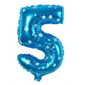 Unique Bargains Foil Number 5 Shape Balloon Helium Party Birthday Wedding Anniversary Festival Decor Blue 16" - 1 of 3