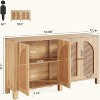 Lantine Sideboard Buffet Cabinet, 59" Rattan Credenza Kitchen Storage Buffet Cabinet with 4 Doors for Dining Room, Kitchen - 3 of 4