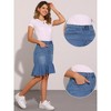 INSPIRE CHIC Women's High Waist Ruffled Hem Bodycon Fishtails Denim Midi Skirt - 2 of 4