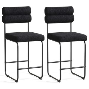 Tangkula Set of 2 Counter Height Bar Stools 26" Counter Stools w/ Metal Frame & Footrest - 1 of 4