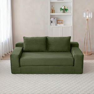 Kumasinova Memory Foam Cloud Loveseat Sofa,2-in-1 Convertible Folding Couch Bed with Pull-Out Sleeper,Corduroy Floor Sofa for Apartment,Bedroom - 1 of 4