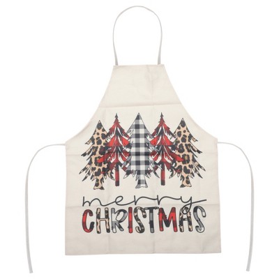 Unique Bargains Christmas Aprons Linen Black Red Brown Beige White 21.65"x26.77" 1 Pcs