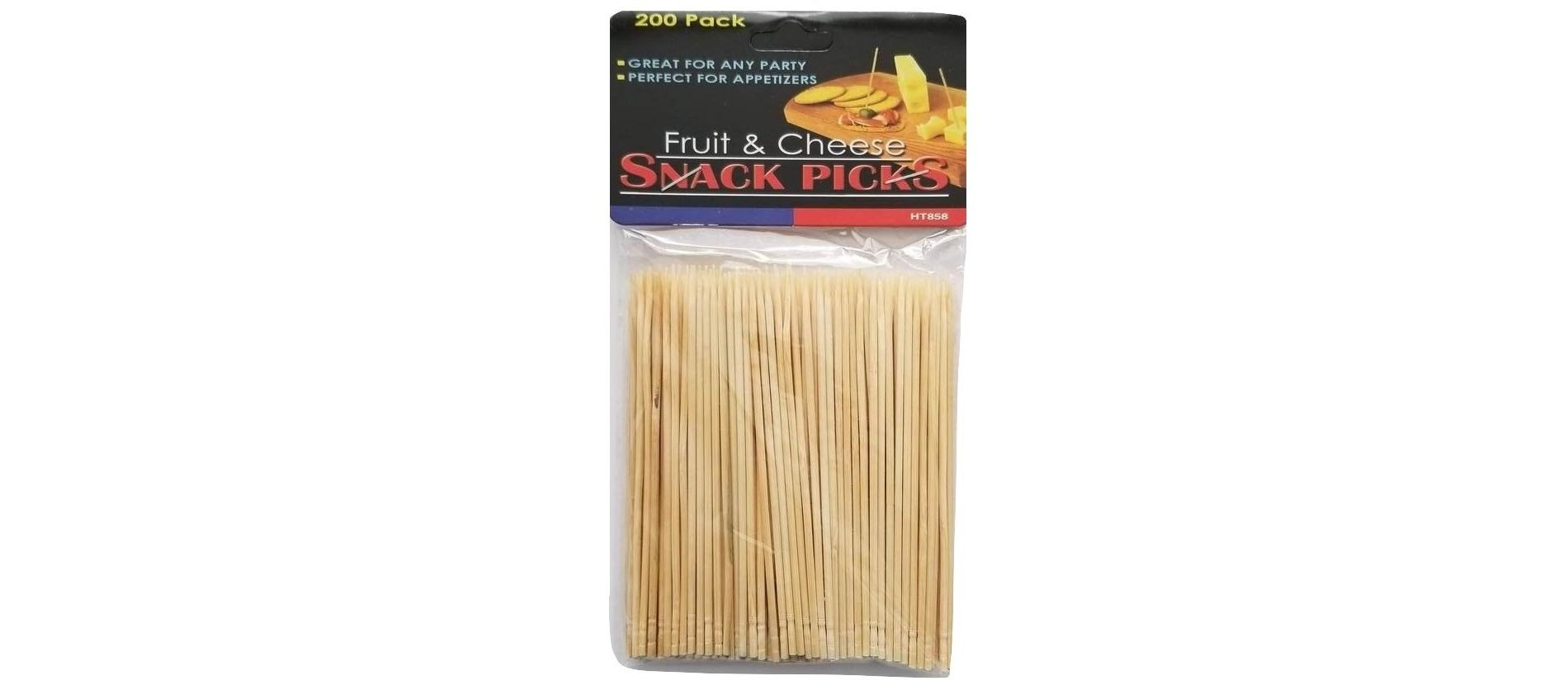 Handy Housewares 3.75" Natural Wood Party Snack Appetizer Skewer Picks - Great for Fruit and Cheese  200-pack