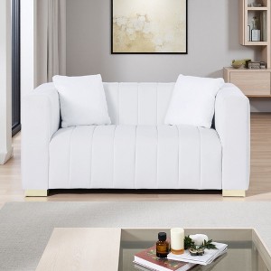 Channel-Tufted Velvet Loveseat with Chesterfield Design - 1 of 4