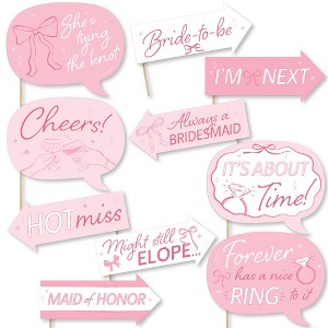 Big Dot of Happiness Funny Tying the Knot Photo Props, Pink Bow Coquette Bachelorette Party Decoration, Bridal Shower Photo Booth Props Kit – 10 Piece - 1 of 4