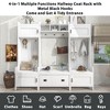 Okak Modern Multifunction Coat Rack with 7 Metal Hooks, Hall Tree with Entryway Bench and Ample Storage Drawer, Coat Stand for Bedroom, White - 3 of 4