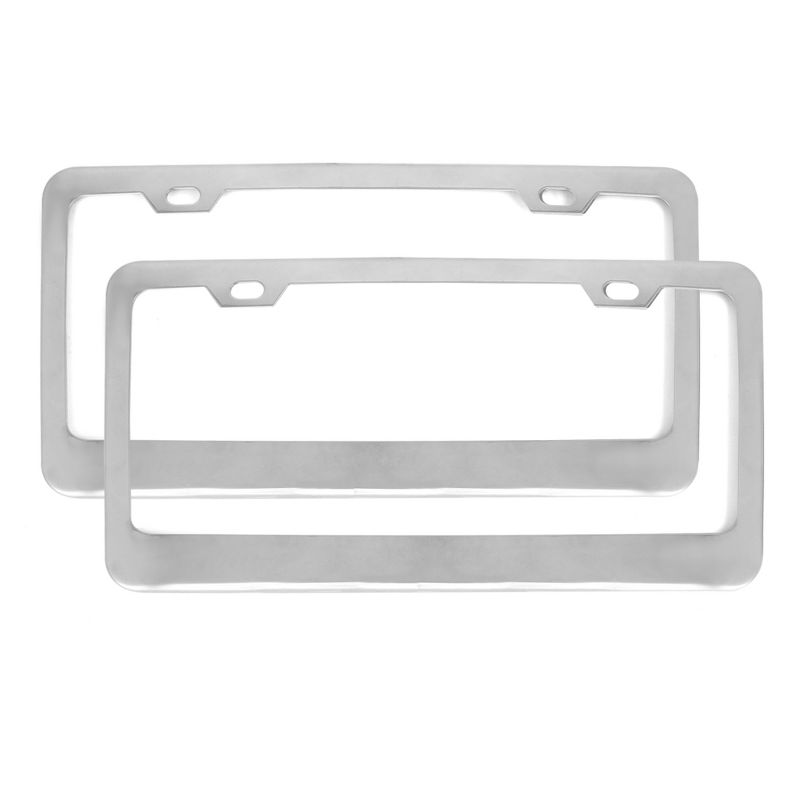 Unique Bargains 2Pcs Stainless Steel Car License Plate Frame w Screw Caps 2 Hole - Silver Tone, 4 of 9