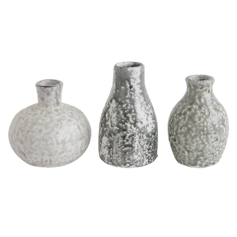 Set of 3 Terracotta Vases Distressed Gray - Storied Home, 1 of 5