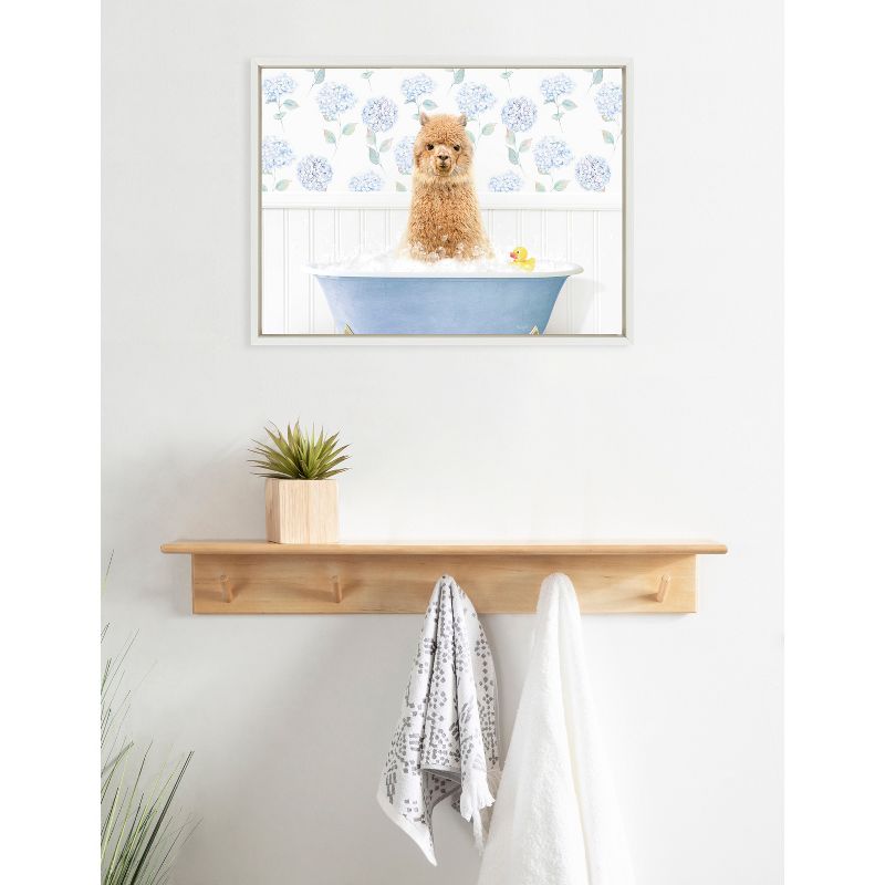 Kate &#38; Laurel All Things Decor 18&#34;x24&#34; Sylvie Baby Alpaca in Hydrangea Bubble Bath Framed Wall Art by Amy Peterson Art Studio White, 5 of 7