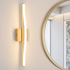 POWLIG 23.62" Modern Gold Wall Sconce - Dimmable LED Light with Adjustable 5-Color Temperature and Acrylic Shade for Bedroom, Living Room, Hallway - 1 of 4