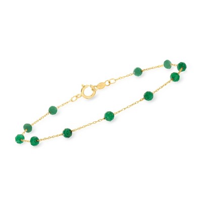 Pure Collection by Ross-Simons 1.60-1.80 ct. t.w. Emerald Bead Station Bracelet in 14kt Yellow Gold