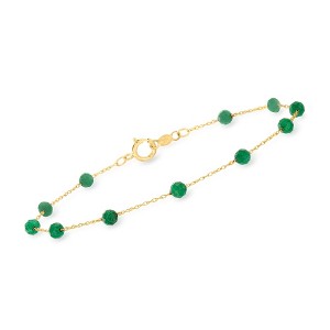 Pure Collection by Ross-Simons 1.60-1.80 ct. t.w. Emerald Bead Station Bracelet in 14kt Yellow Gold - 1 of 4