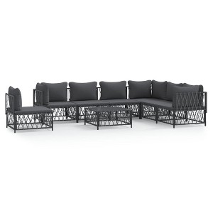 vidaXL Patio Lounge Set - 8 Piece Modern Style, Anthracite Steel Construction with Woven Fabric - Comes with Cushions and Assemblage - 1 of 4