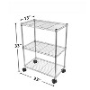 FONTOI Storage Racks, 3-Tier Shelving Unit with Wheels and Adjustable Feet, Wire Storage Organizers for Garage Kitchen Bathroom, Sliver, 23"*33"*13" - 3 of 4