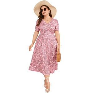 LXT-Maxi Dress Womens Summer Casual Boho Floral Empire Waist Plus Size Flowy Dress for Curvy Women - 1 of 4