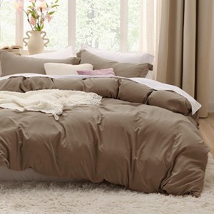 Duvet Cover Set 3pcs Prewashed Fabric Queen Size Bright White - Bedsure - 1 of 4