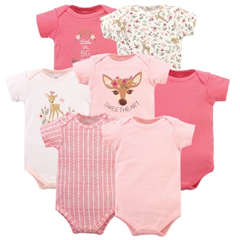 Hudson Baby Infant Girl Cotton Bodysuits, Floral Deer, 0-3 Months : Target